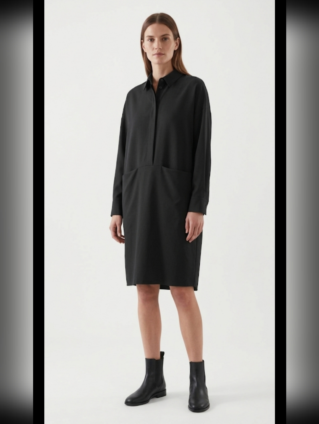 Cos Women's Black Oversize Long Sleeve, Sport Neck, Size Xs.
